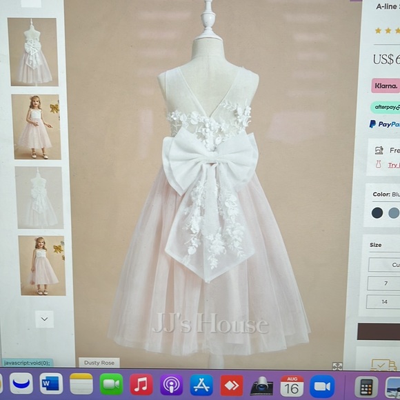 A-line scoop tea-length lace/tulle flower girl dress - Picture 2 of 4